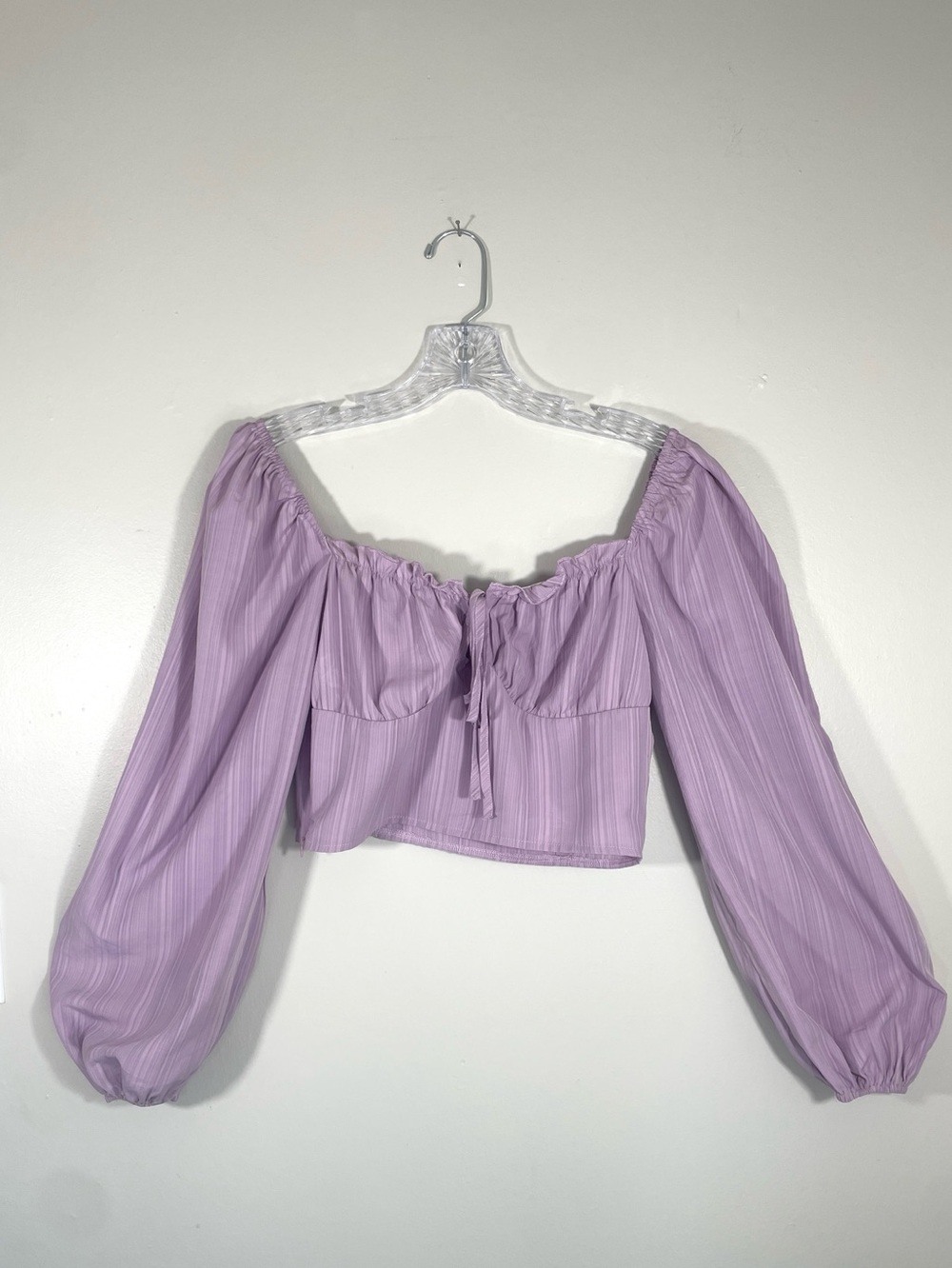 SHEIN Lilac Puff Sleeve Cottagecore Crop Top | Size Medium - Picture 2 of 8